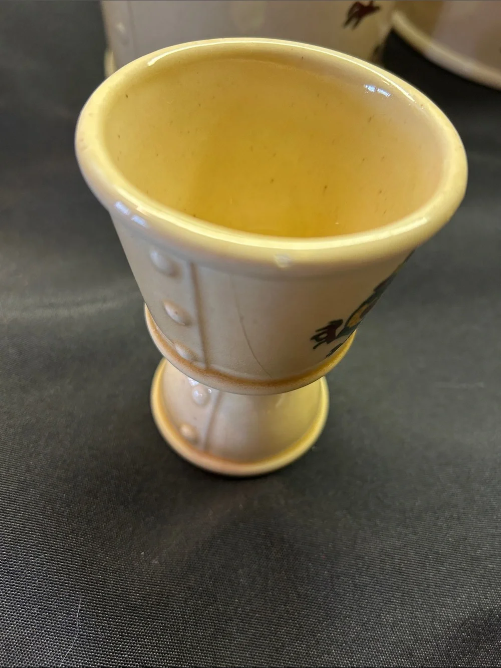 Vintage Metlox Poppytrail Rooster Canister Set and egg cup